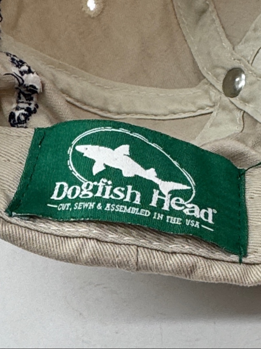 Khaki Baseball Cap with Navy Shark Patch - Picture 5 of 5